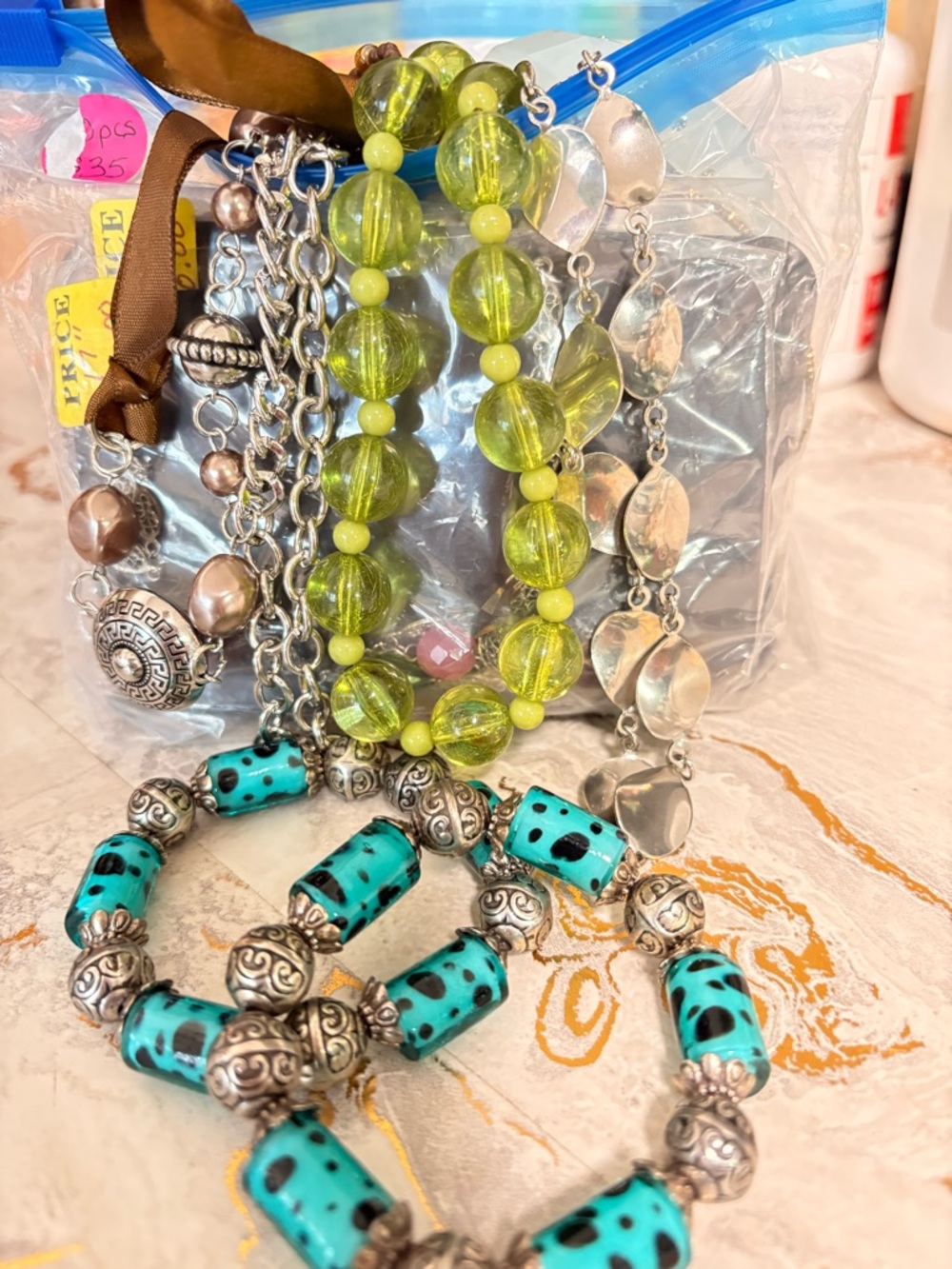 Lot of Multicolored beaded necklaces and bangles over 1lbs